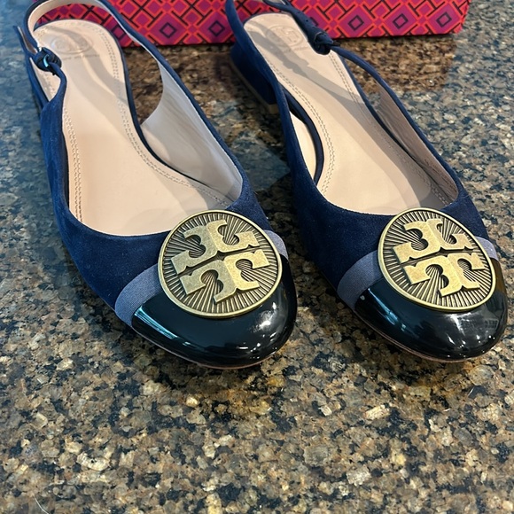 Tory Burch Alastair Slingback Ballet Flats size 11 Suede and patent - Picture 3 of 9